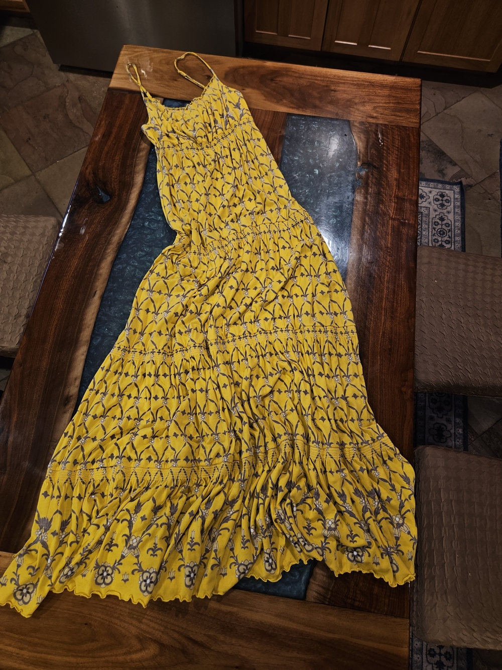 Juicy Couture Long Yellow Floral Maxi Dress